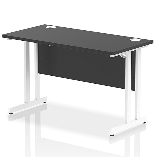 Impulse 1200mm Slim Rectangular Desk, White Cantilever Leg, Black
