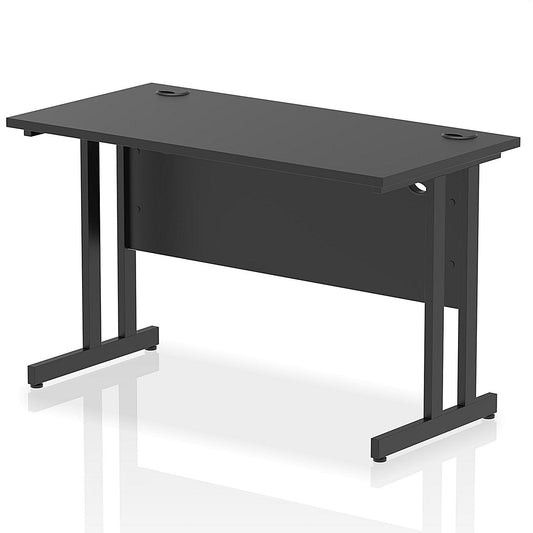 Impulse 1200mm Slim Rectangular Desk, Black Cantilever Leg, Black