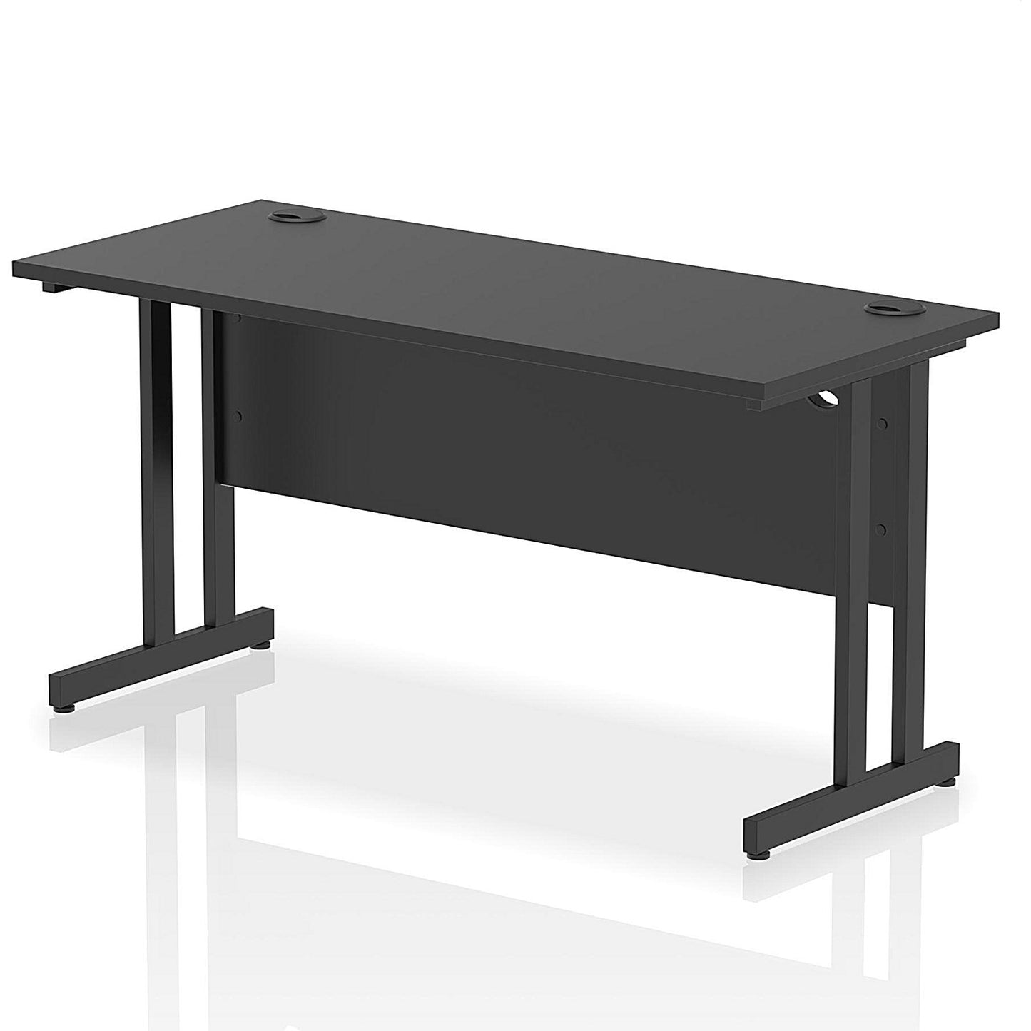 Impulse 1400mm Slim Rectangular Desk, Black Cantilever Leg, Black