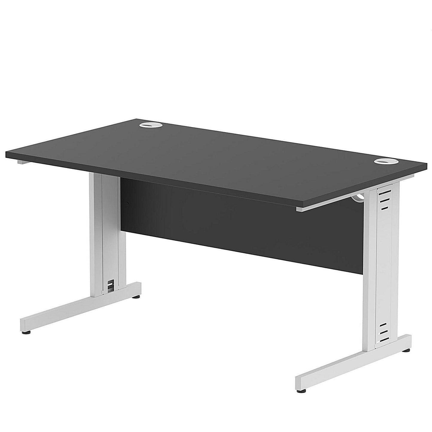 Impulse 1400mm Rectangular Desk, Silver Cable Managed Leg, Black
