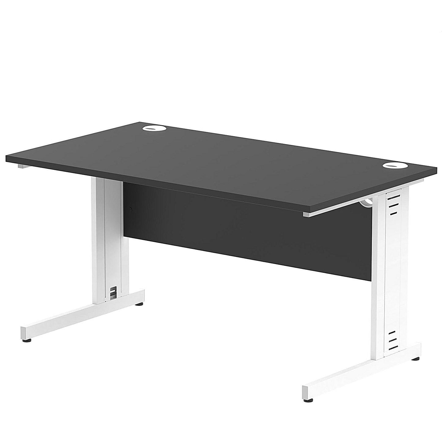 Impulse 1400mm Rectangular Desk, White Cable Managed Leg, Black