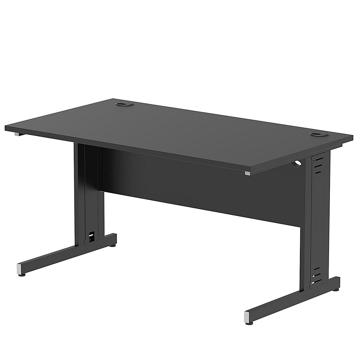 Impulse 1400mm Rectangular Desk, Black Cable Managed Leg, Black