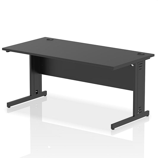 Impulse 1600mm Rectangular Desk, Black Cable Managed Leg, Black