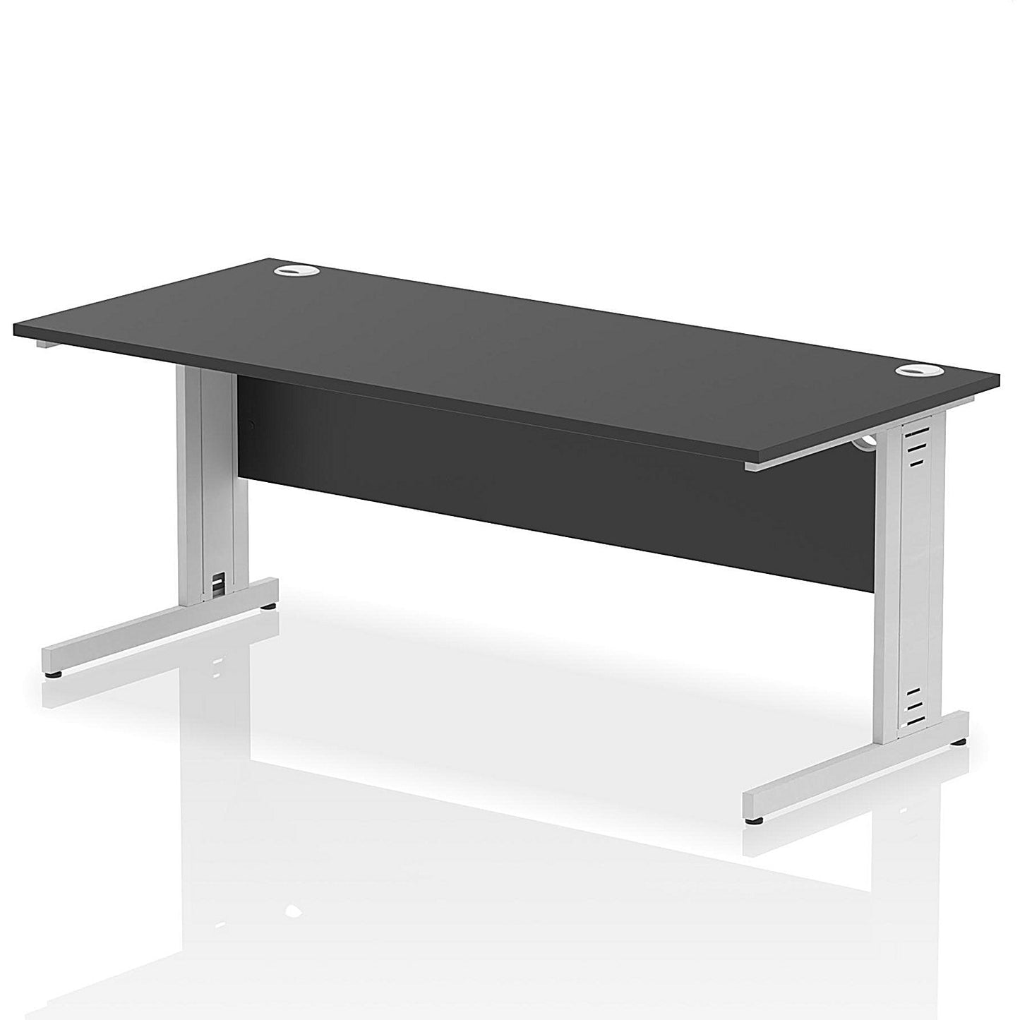 Impulse 1800mm Rectangular Desk, Silver Cable Managed Leg, Black