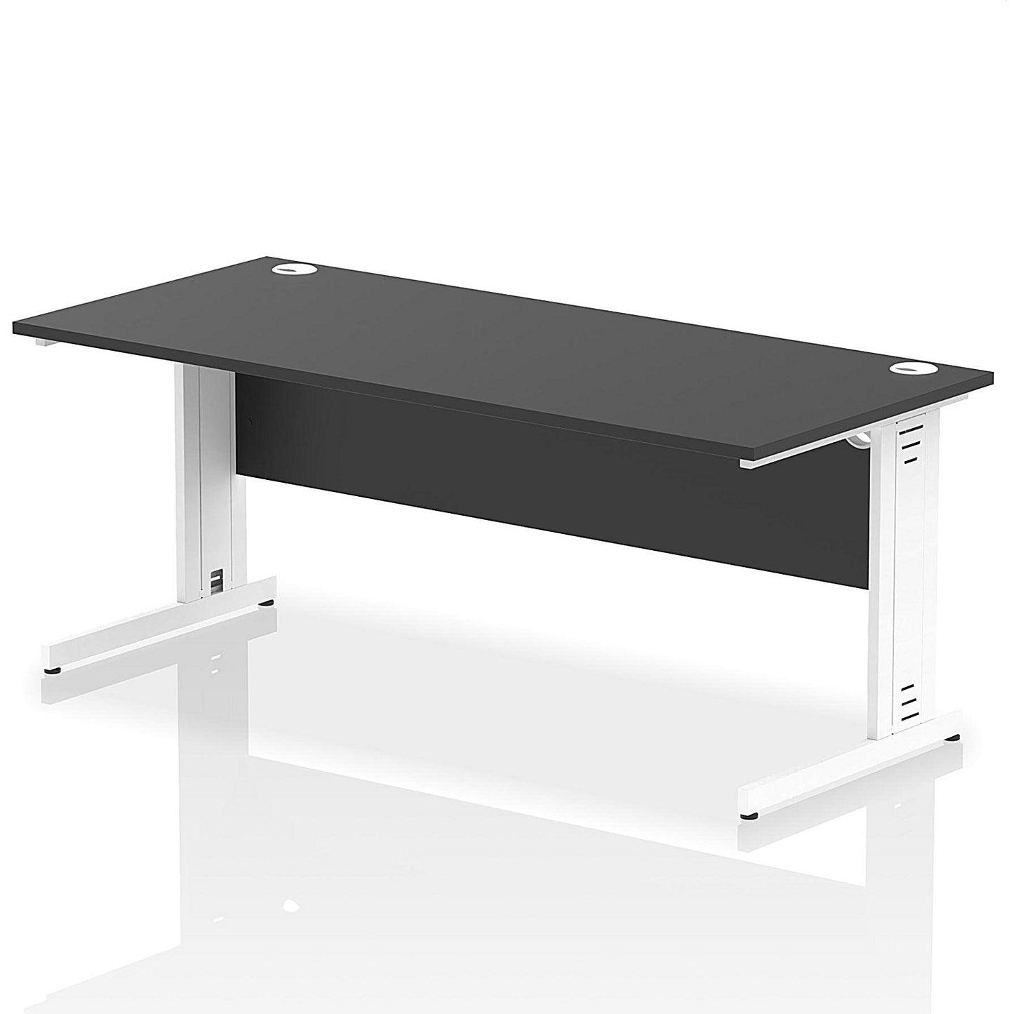 Impulse 1800mm Rectangular Desk, White Cable Managed Leg, Black