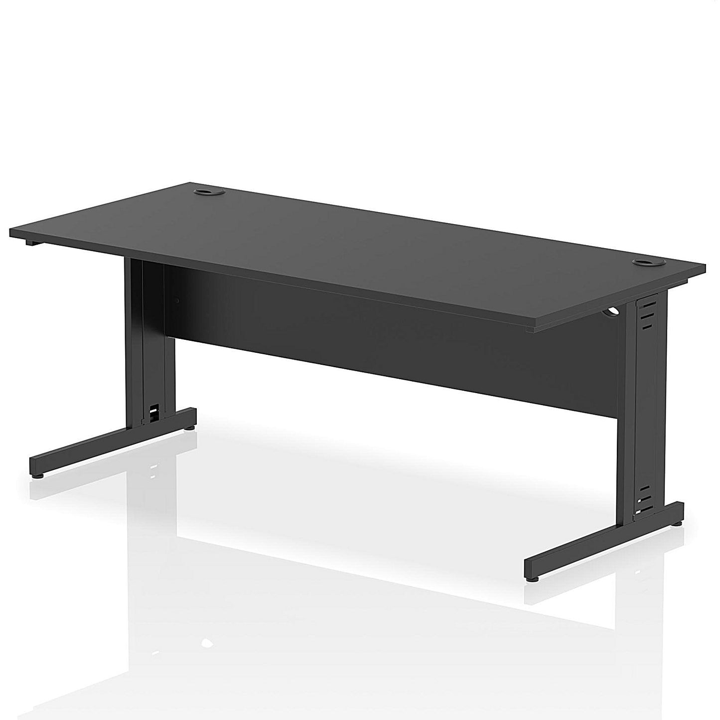 Impulse 1800mm Rectangular Desk, Black Cable Managed Leg, Black