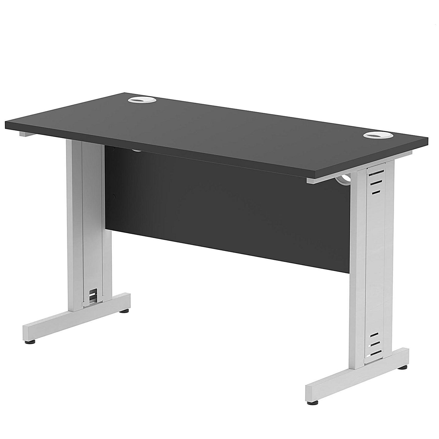 Impulse 1200mm Slim Rectangular Desk, Silver Cable Managed Leg, Black