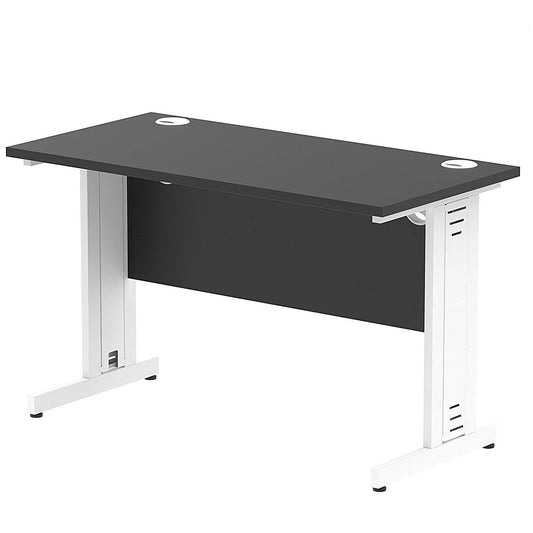 Impulse 1200mm Slim Rectangular Desk, White Cable Managed Leg, Black