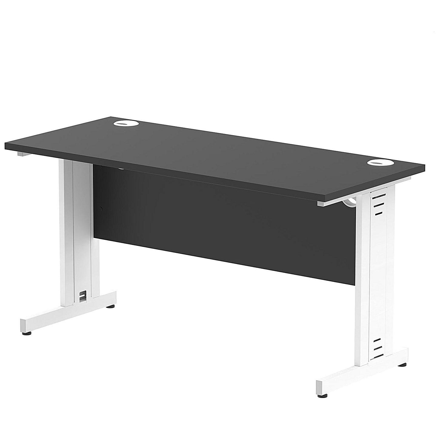 Impulse 1400mm Slim Rectangular Desk, White Cable Managed Leg, Black