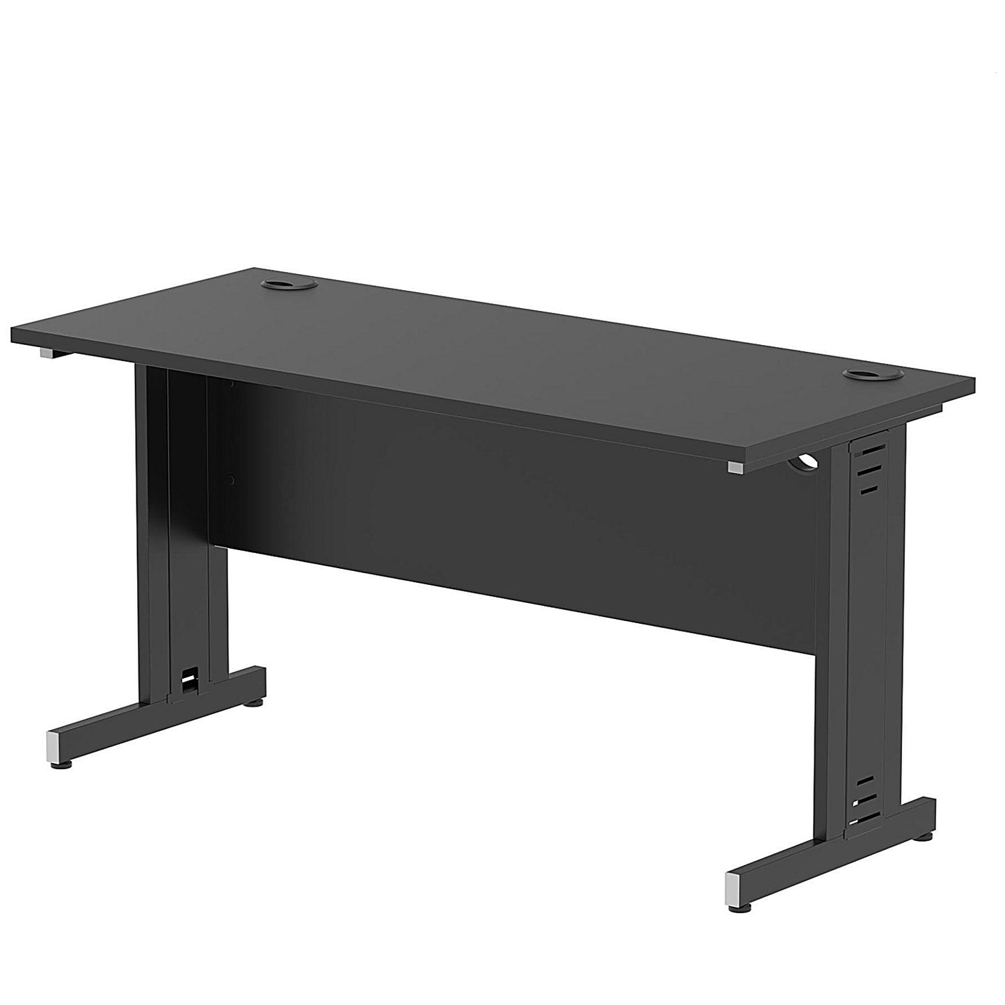 Impulse 1400mm Slim Rectangular Desk, Black Cable Managed Leg, Black