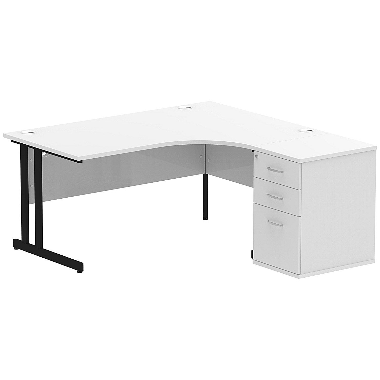 Impulse 1600mm Corner Desk with 600mm Desk High Pedestal, Right Hand, Black Cantilever Leg, Beech Easy2Order : I004426