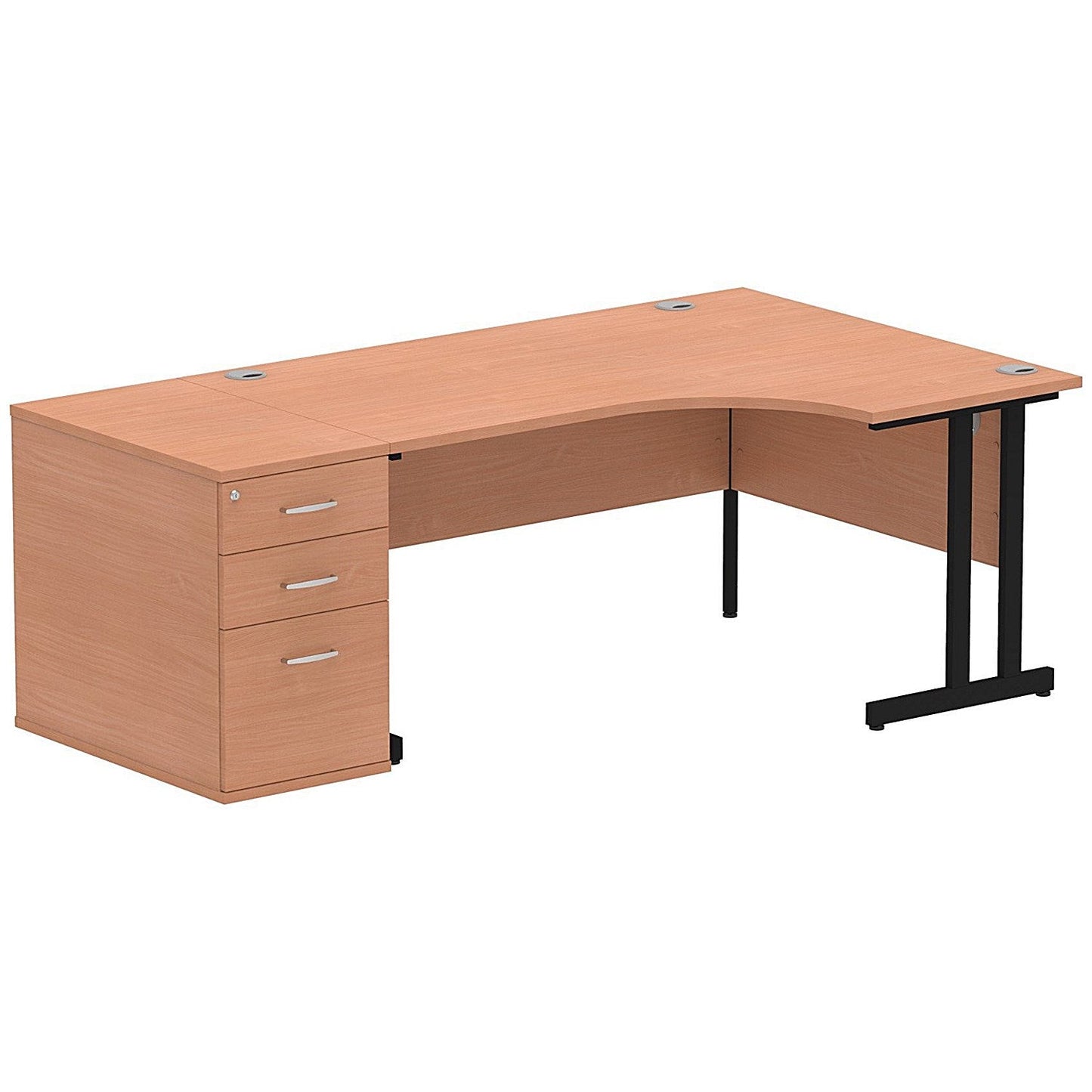 Impulse 1600mm Corner Desk with 800mm Desk High Pedestal, Right Hand, Black Cantilever Leg, Black Easy2Order : I004428