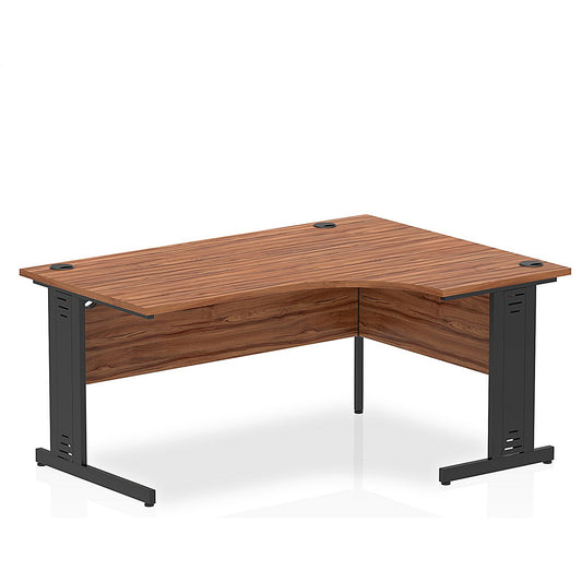 Impulse 1600mm Corner Desk, Right Hand, Black Cable Managed Leg, Walnut