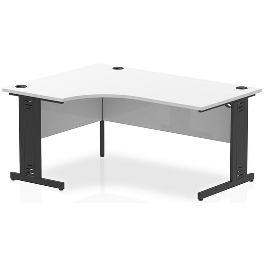 Impulse 1600mm Corner Desk, Left Hand, Black Cable Managed Leg, White