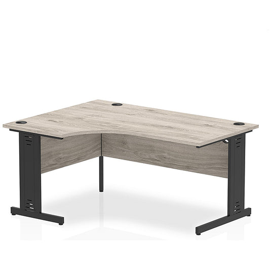 Impulse 1600mm Corner Desk, Left Hand, Black Cable Managed Leg, Grey Oak
