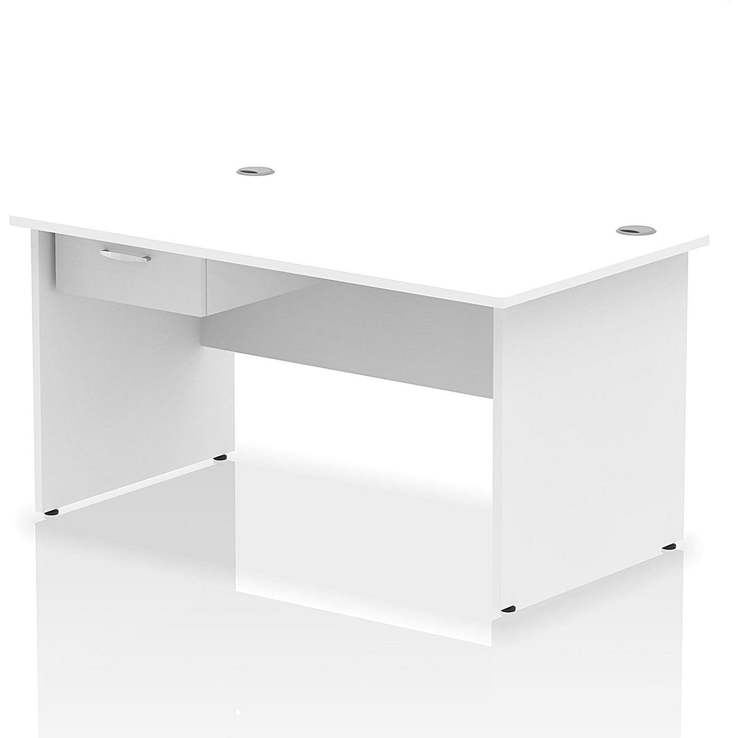 Impulse 1400mm Rectangular Desk with attached Pedestal, Panel End Leg, White