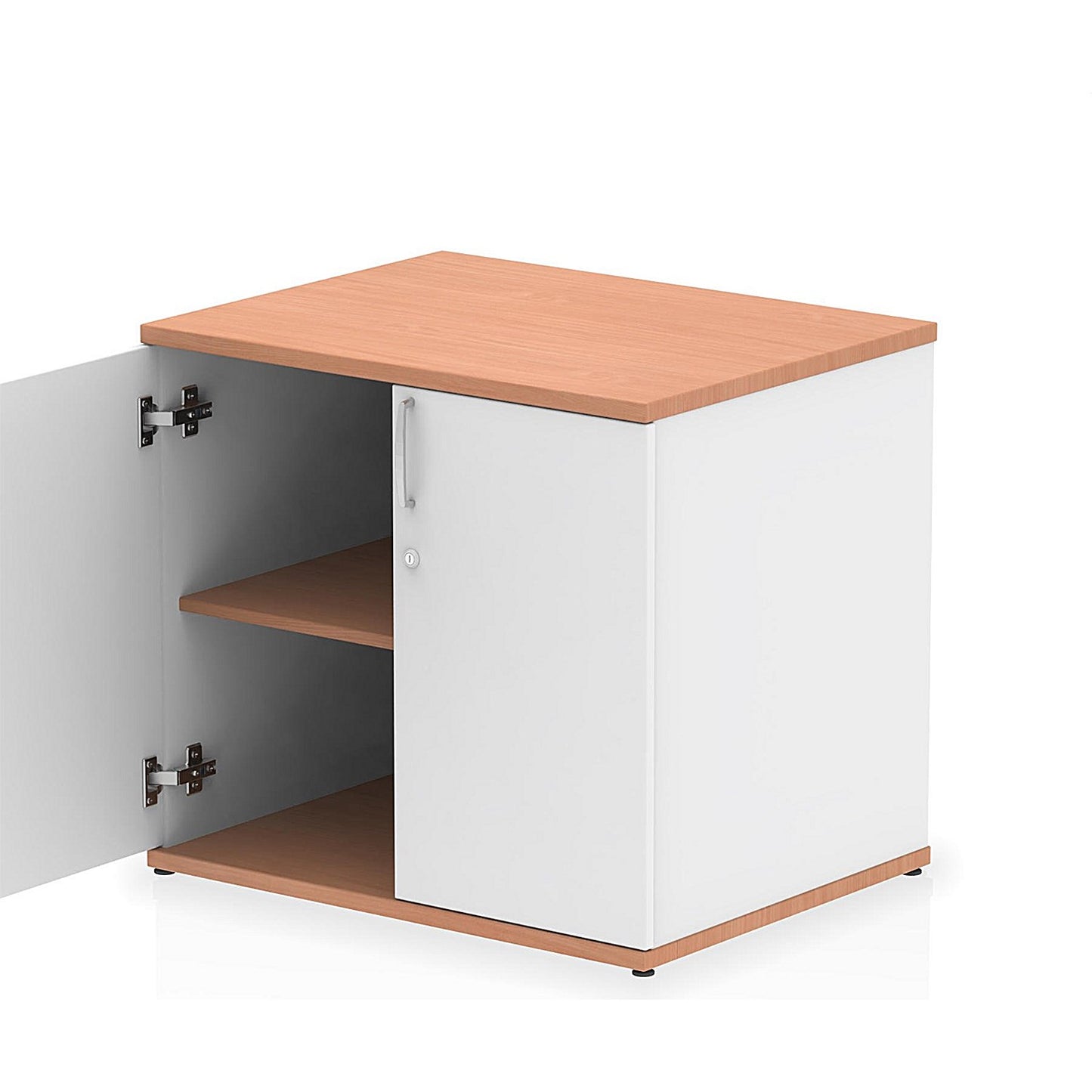 Impulse Two-Tone Desk High Cupboard, 1 Shelf, 730mm High, Beech and White