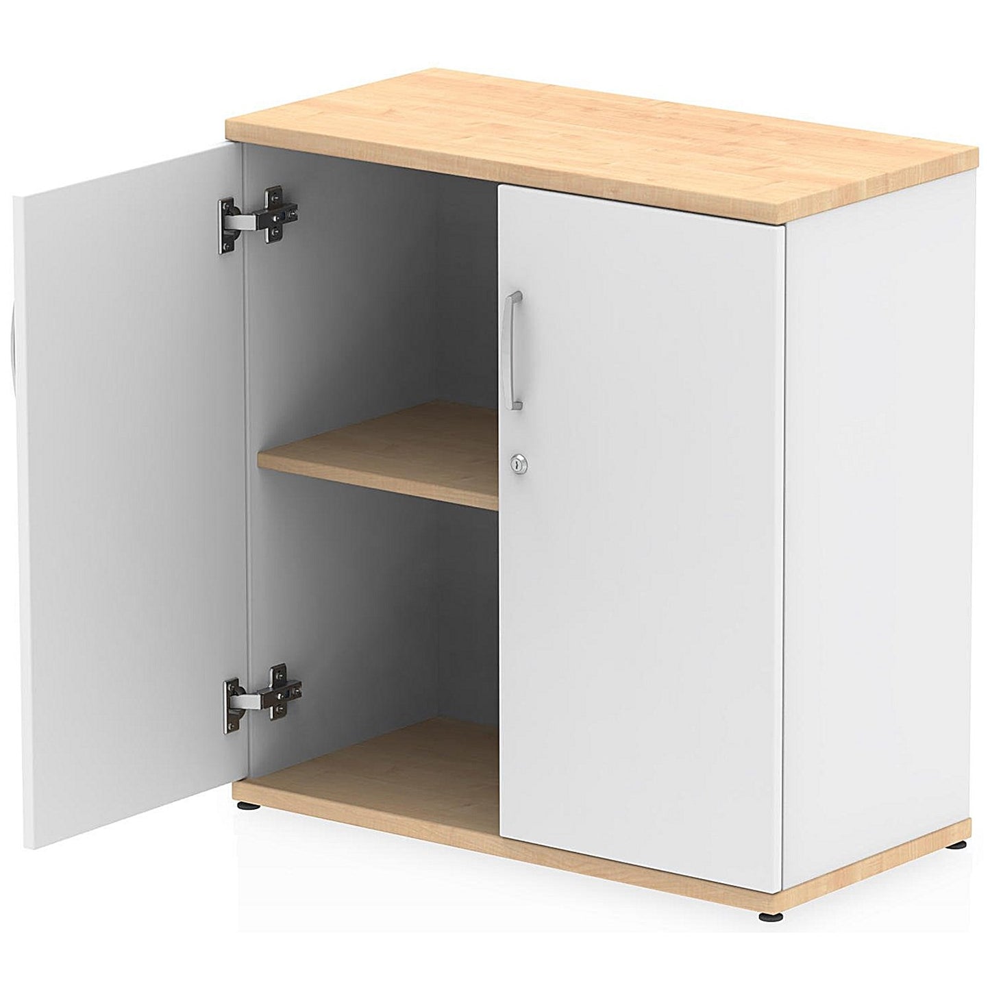 Impulse Two-Tone Low Cupboard, 1 Shelf, 800mm High, Maple and White