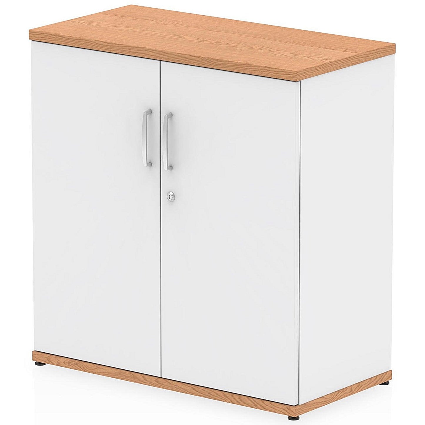 Impulse Two-Tone Low Cupboard, 1 Shelf, 800mm High, Oak and White