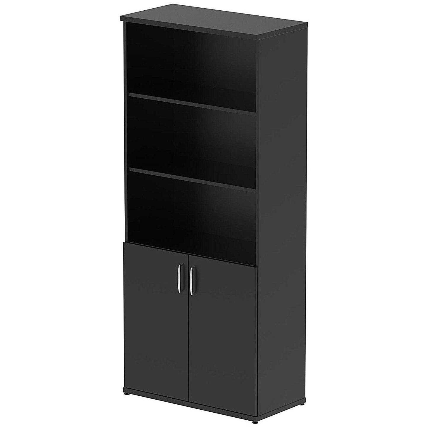 Impulse Extra Tall Half Cupboard and Half Bookcase, 4 Shelves, 2000mm High, Black Easy2Order : I005078