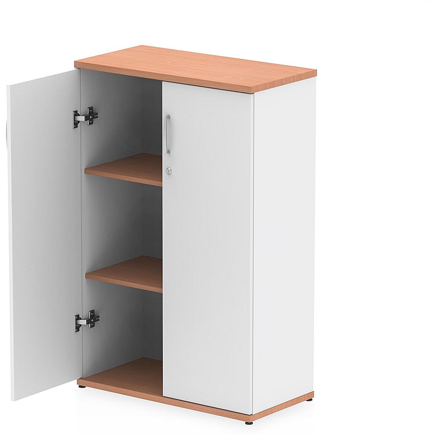 Impulse Two-Tone Medium Cupboard, 2 Shelves, 1200mm High, Beech and White