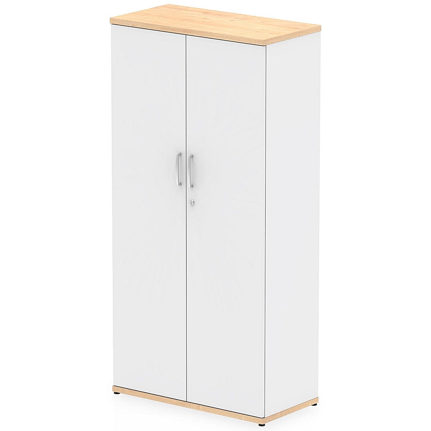 Impulse Two-Tone Tall Cupboard, 3 Shelves, 1600mm High, Maple and White