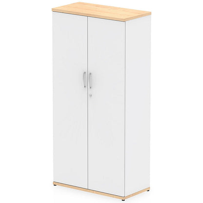 Impulse Two-Tone Tall Cupboard, 3 Shelves, 1600mm High, Maple and White