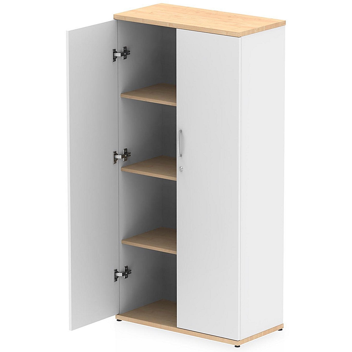 Impulse Two-Tone Tall Cupboard, 3 Shelves, 1600mm High, Maple and White