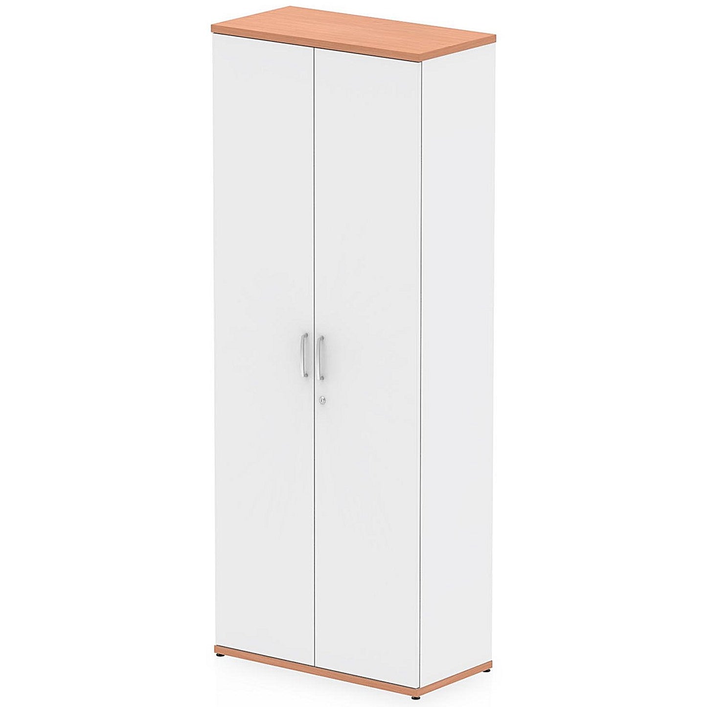 Impulse Two-Tone Extra Tall Cupboard, 4 Shelves, 2000mm High, Beech and White