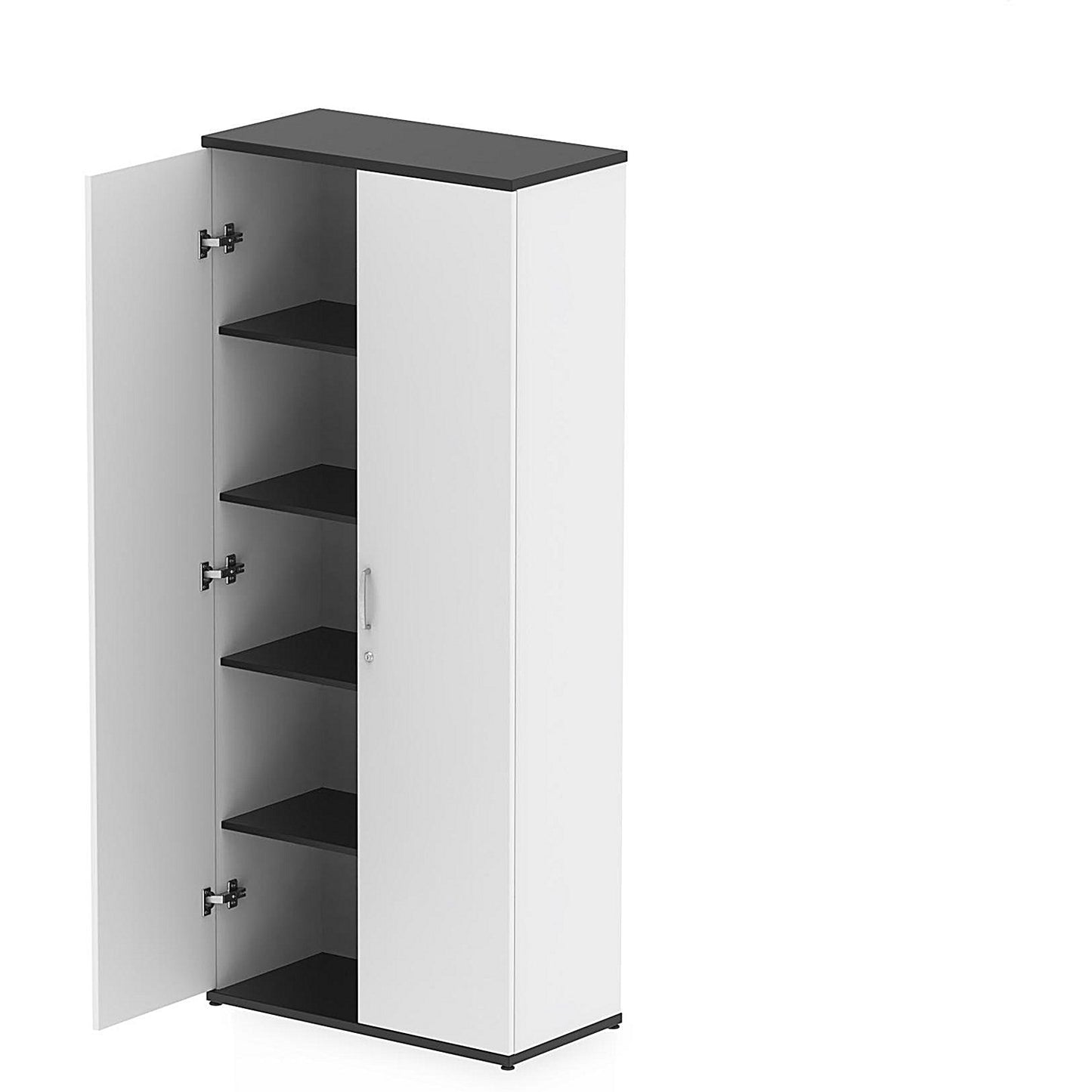 Impulse Two-Tone Extra Tall Cupboard, 4 Shelves, 2000mm High, Black and White