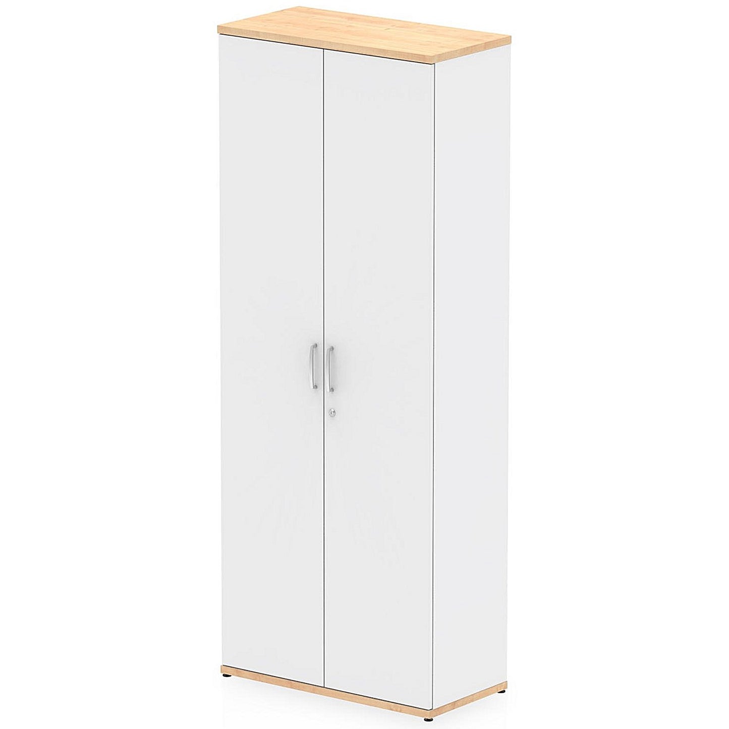 Impulse Two-Tone Extra Tall Cupboard, 4 Shelves, 2000mm High, Maple and White
