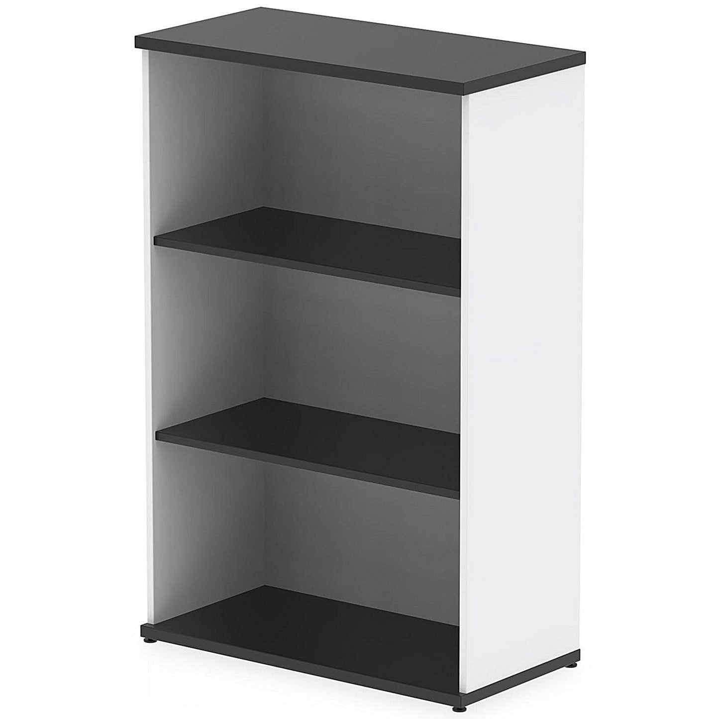 Impulse Two-Tone Medium Bookcase, 2 Shelves, 1200mm High, Black and White Easy2Order : I005119