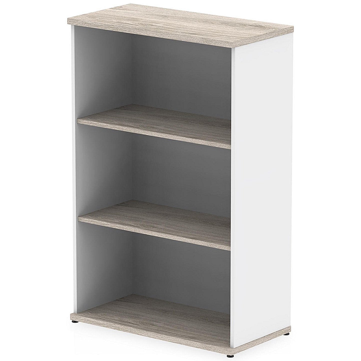 Impulse Two-Tone Medium Bookcase, 2 Shelves, 1200mm High, Grey Oak and White Easy2Order : I005120