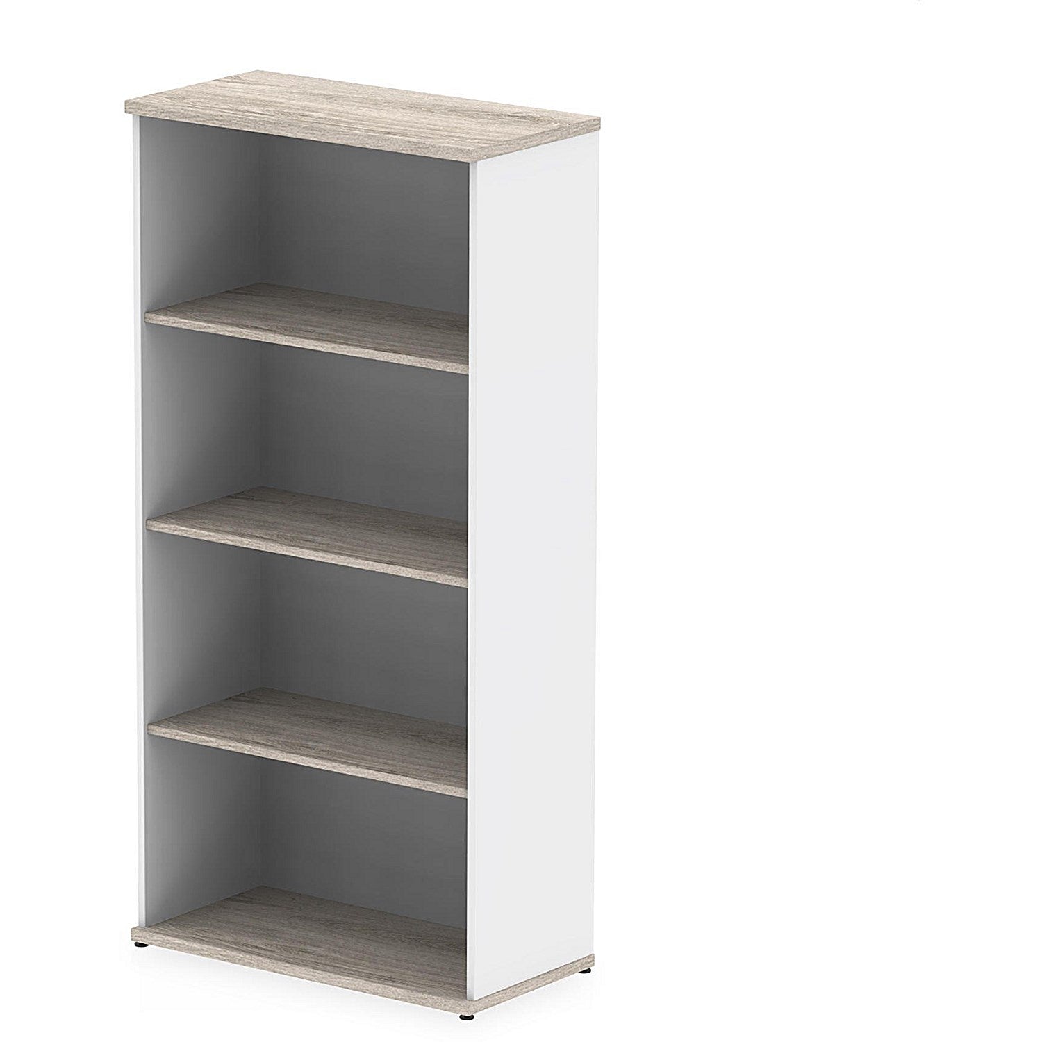 Impulse Two-Tone Tall Bookcase, 3 Shelves, 1600mm High, Grey Oak and White Easy2Order : I005126