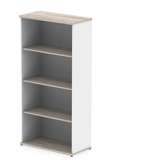 Impulse Two-Tone Tall Bookcase, 3 Shelves, 1600mm High, Grey Oak and White Easy2Order : I005126
