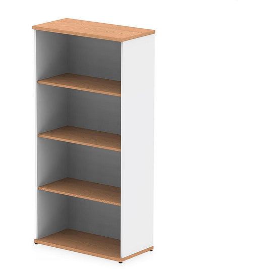 Impulse Two-Tone Tall Bookcase, 3 Shelves, 1600mm High, Oak and White Easy2Order : I005128