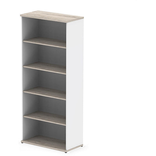 Impulse Two-Tone Extra Tall Bookcase, 4 Shelves, 2000mm High, Grey Oak and White Easy2Order : I005132
