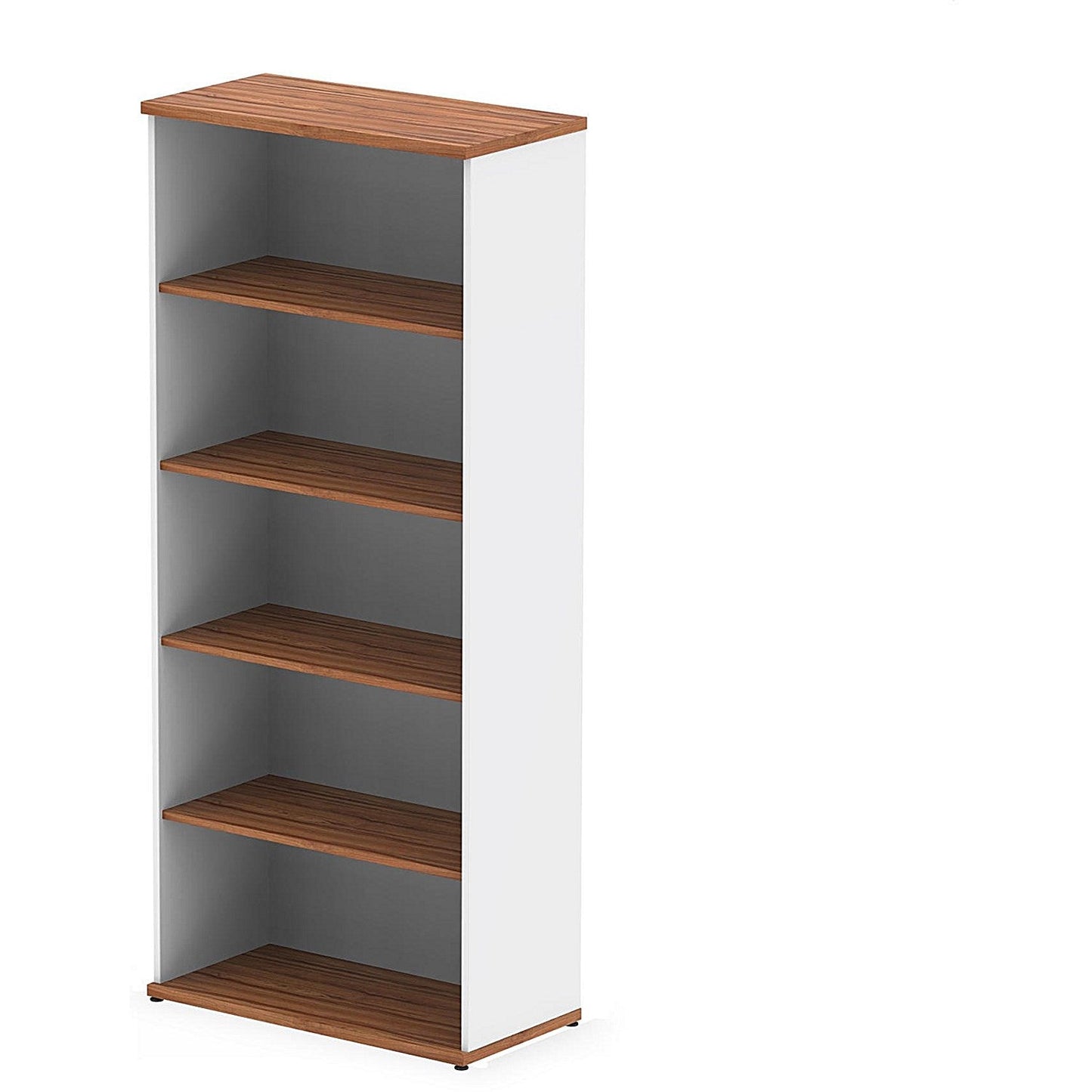 Impulse Two-Tone Extra Tall Bookcase, 4 Shelves, 2000mm High, Walnut and White Easy2Order : I005135