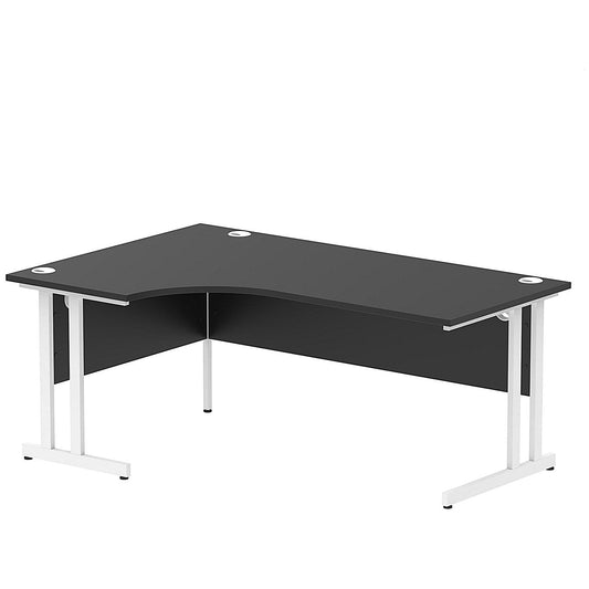 Impulse 1800mm Corner Desk, Left Hand, White Cantilever Leg, Black