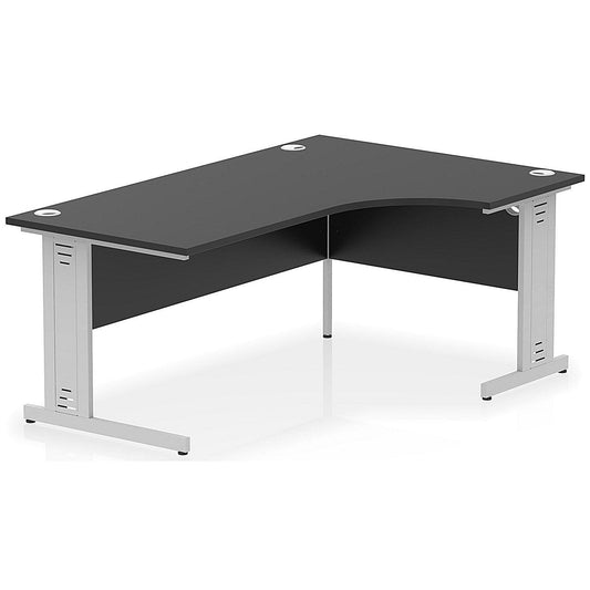 Impulse 1600mm Corner Desk, Right Hand, Silver Cable Managed Leg, Black