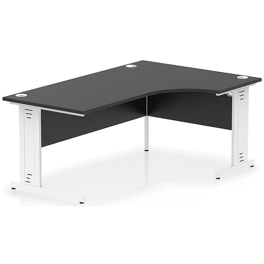 Impulse 1600mm Corner Desk, Right Hand, White Cable Managed Leg, Black