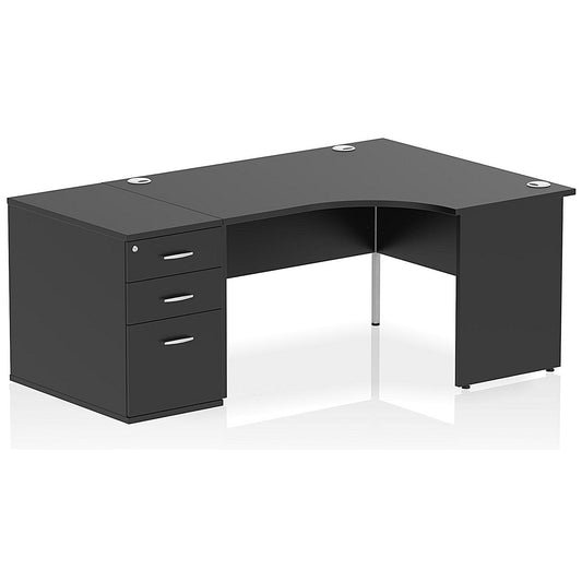 Impulse 1400mm Corner Desk with 800mm Desk High Pedestal, Right Hand, Panel End Leg, Black