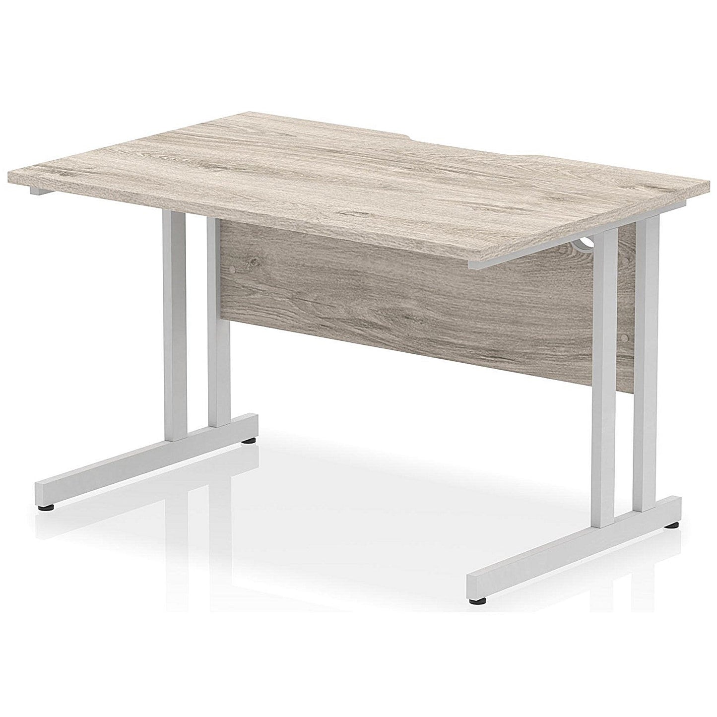 Impulse 1200mm Scalloped Edge Rectangular Desk, Silver Cantilever Legs, Grey Oak Easy2Order : I005859