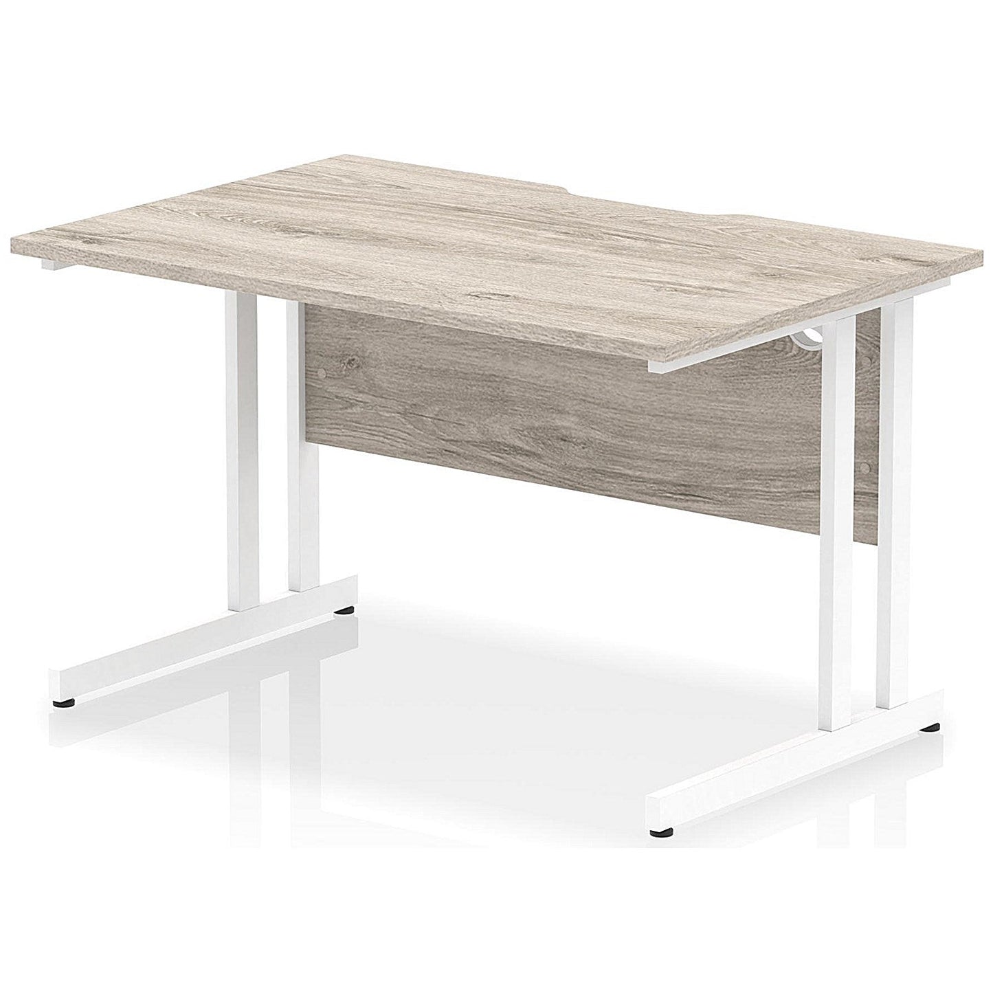 Impulse 1200mm Scalloped Edge Rectangular Desk, White Cantilever Legs, Grey Oak Easy2Order : I005860