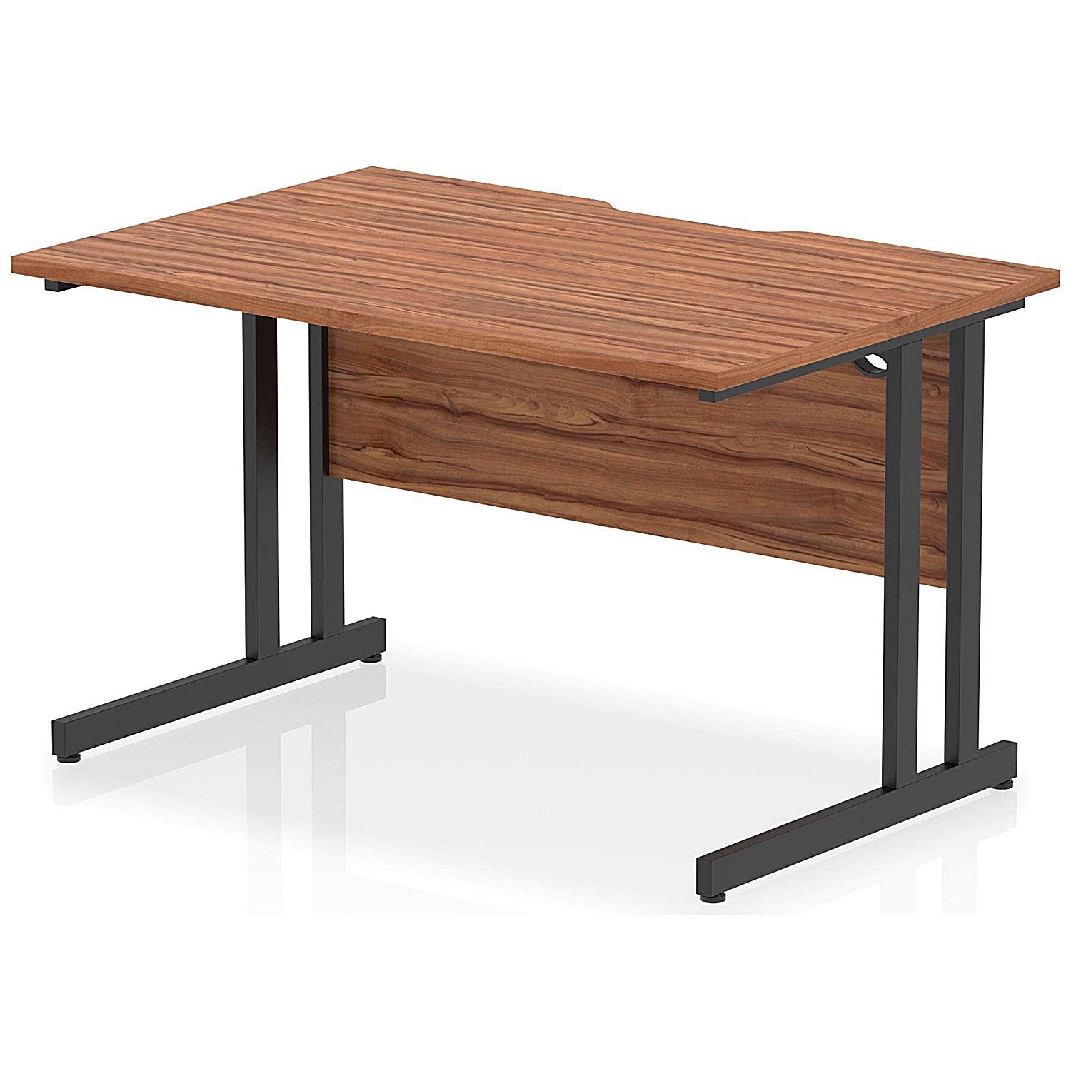Impulse 1200mm Scalloped Edge Rectangular Desk, Black Cantilever Legs, Walnut Easy2Order : I005867