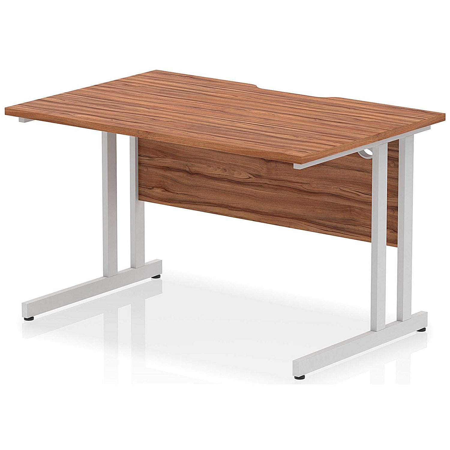 Impulse 1200mm Scalloped Edge Rectangular Desk, Silver Cantilever Legs, Walnut Easy2Order : I005868