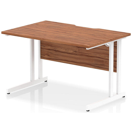 Impulse 1200mm Scalloped Edge Rectangular Desk, White Cantilever Legs, Walnut Easy2Order : I005869