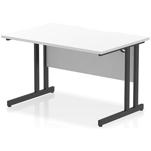 Impulse 1200mm Scalloped Edge Rectangular Desk, Black Cantilever Legs, White Easy2Order : I005870
