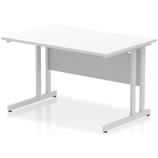Impulse 1200mm Scalloped Edge Rectangular Desk, Silver Cantilever Legs, White Easy2Order : I005871