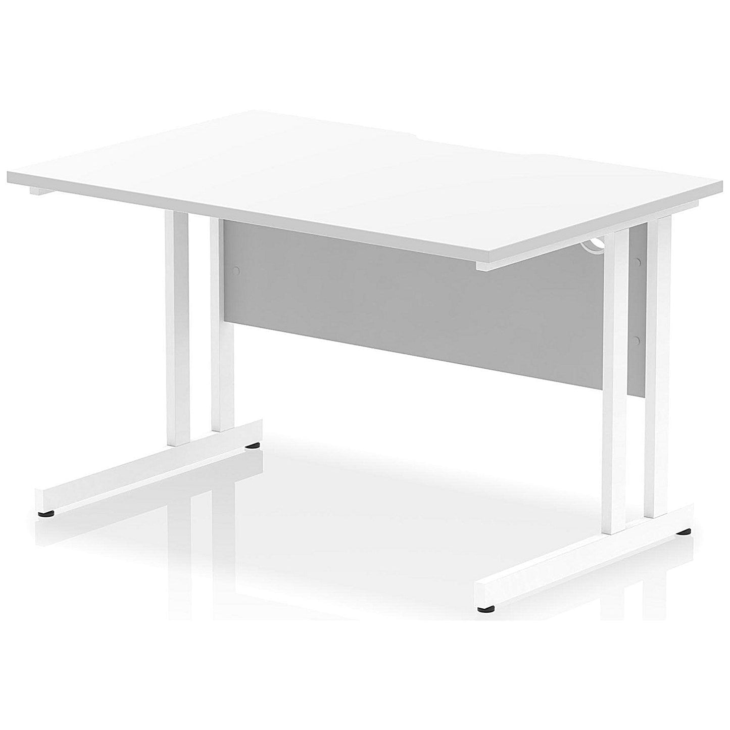 Impulse 1200mm Scalloped Edge Rectangular Desk, White Cantilever Legs, White Easy2Order : I005872